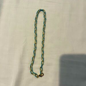 Turquoise and gold chain link necklace!  Worn once!